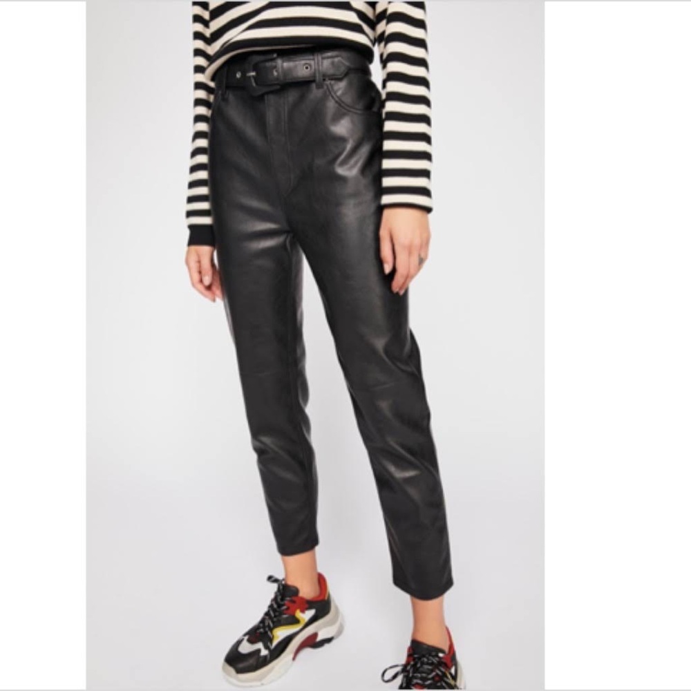 NWOT Free People Belted Vegan Leather Pants